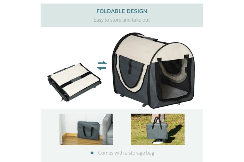 PawHut Small Dog Carrier Folding Bag | Grey PawHut Small Dog Carrier Folding Bag | Grey