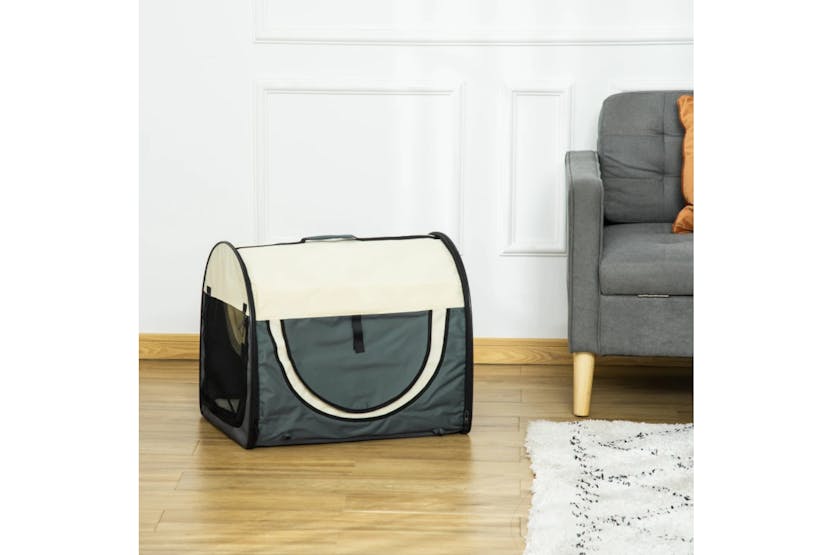 PawHut Small Dog Crate Dog Carrier Folding Bag | Grey PawHut Small Dog Crate Dog Carrier Folding Bag | Grey