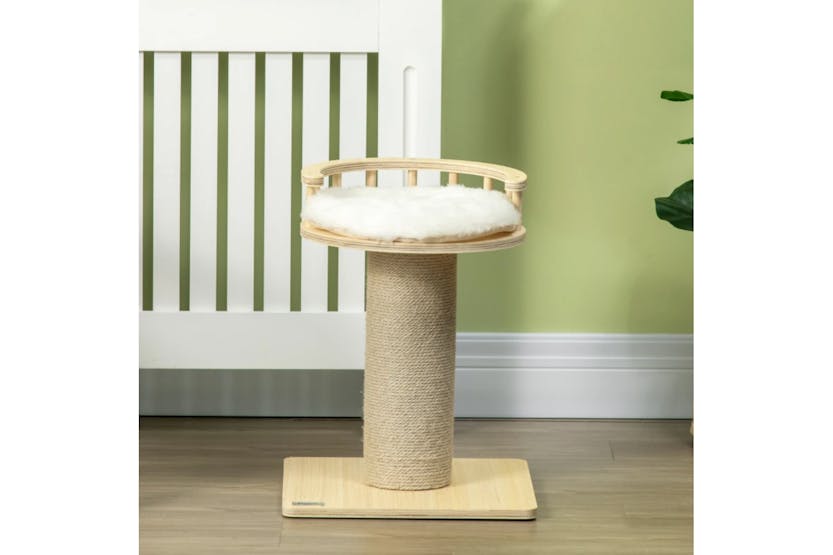 PawHut Cat Tree with Scratching Post Cat Bed Perch | Natural/Cream PawHut Cat Tree with Scratching Post Cat Bed Perch | Natural/Cream