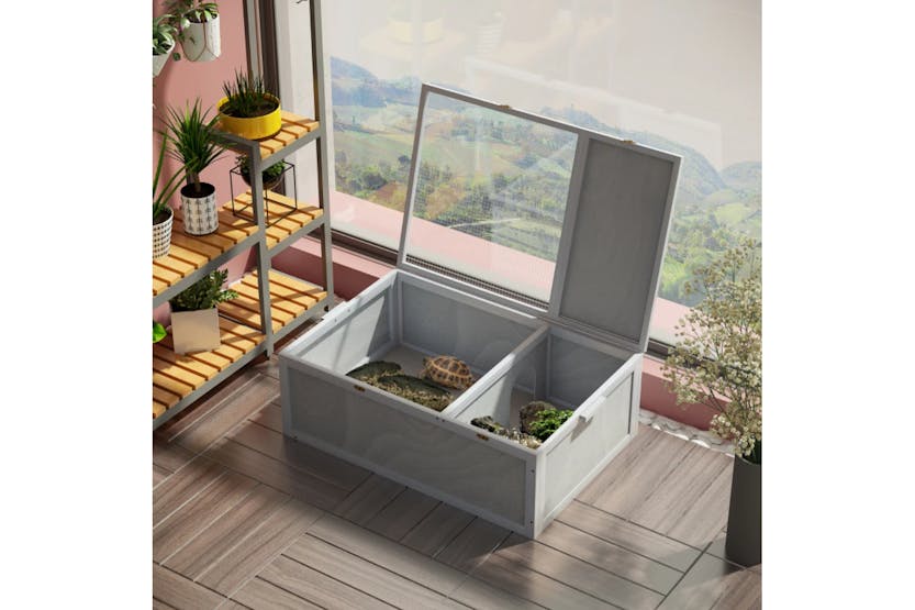 PawHut Outdoor Tortoise Enclosure with Weather Protection | Grey PawHut Outdoor Tortoise Enclosure with Weather Protection | Grey