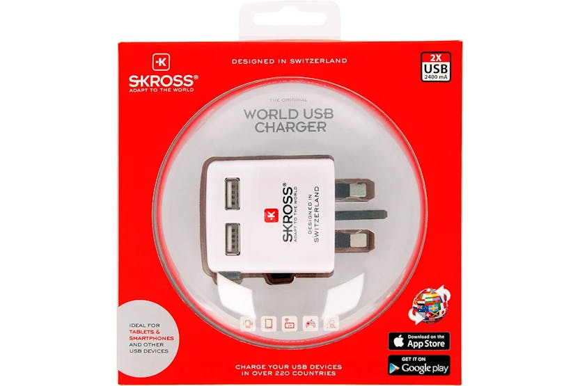 Skross 2 x USB-A World USB Charger | White Skross 2 x USB-A World USB Charger | White