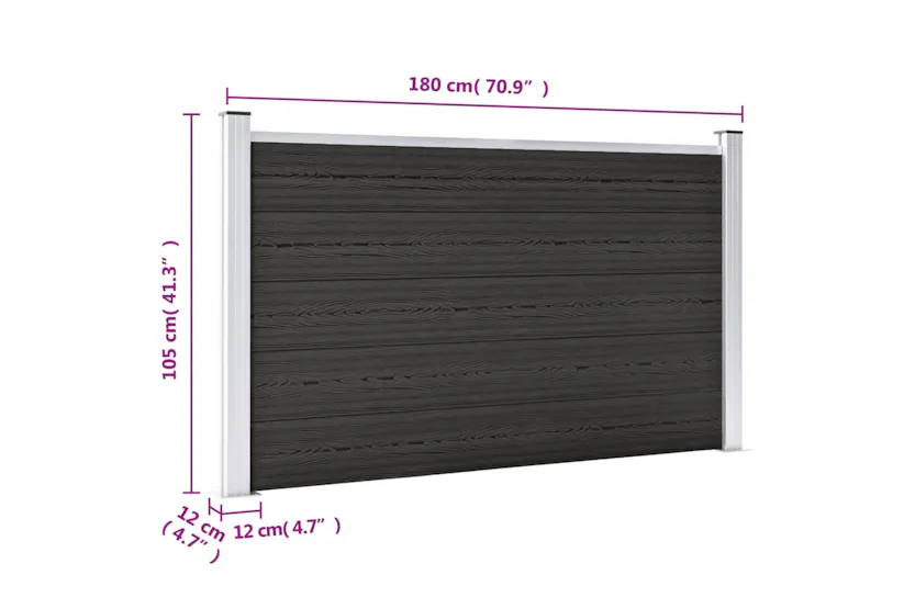 vidaXL Garden Fence Wpc 180x105cm Grey vidaXL Garden Fence Wpc 180x105cm Grey