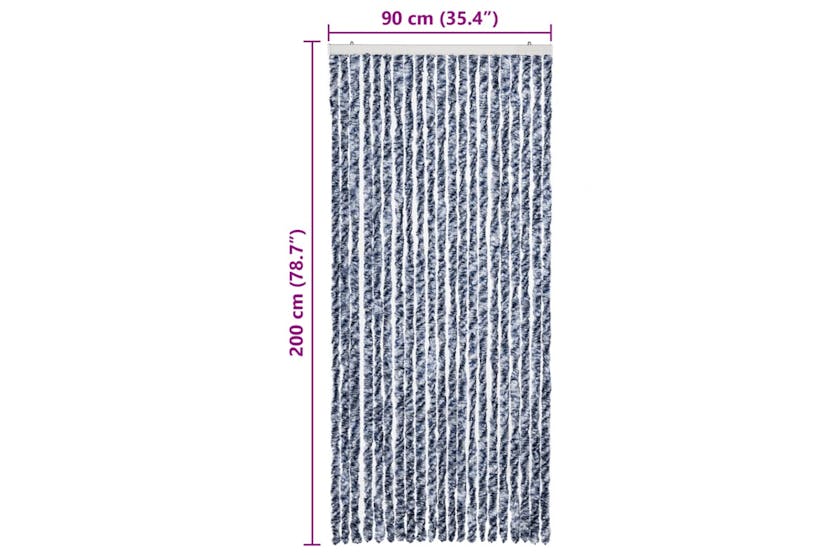 vidaXL Insect Curtain Blue And White 90x200cm Chenille vidaXL Insect Curtain Blue And White 90x200cm Chenille