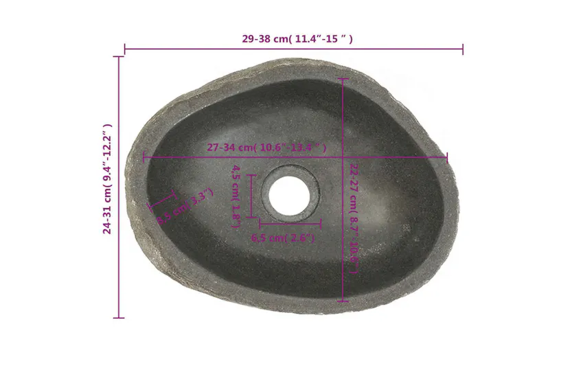 Vidaxl Basin River Stone Oval (29-38)x(24-31) Cm Vidaxl Basin River Stone Oval (29-38)x(24-31) Cm