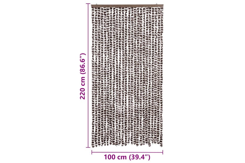 vidaXL Insect Curtain Brown And White 100x220cm Chenille vidaXL Insect Curtain Brown And White 100x220cm Chenille
