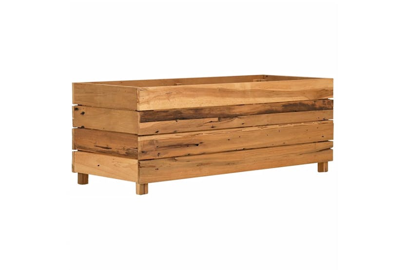 vidaXL Raised Bed 100x40x38cm Recycled Teak Wood And Steel vidaXL Raised Bed 100x40x38cm Recycled Teak Wood And Steel
