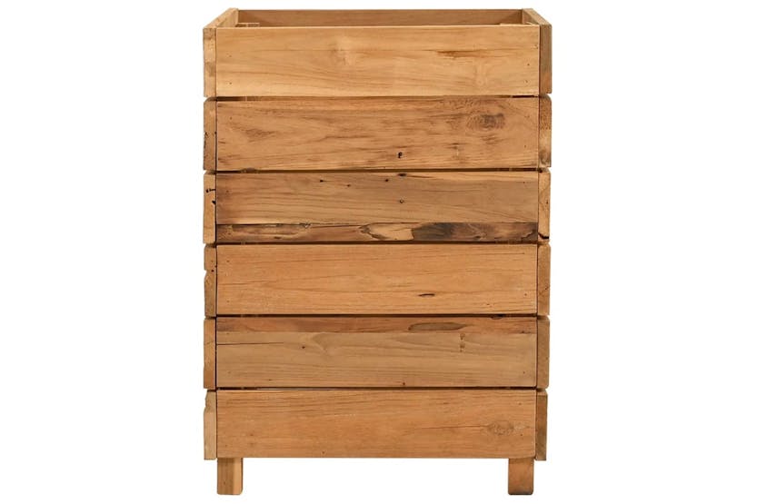 vidaXL Raised Bed 50x40x55cm Recycled Teak Wood And Steel vidaXL Raised Bed 50x40x55cm Recycled Teak Wood And Steel