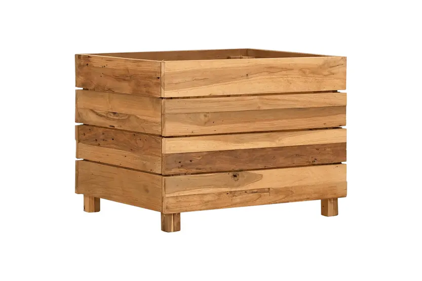 vidaXL Raised Bed 50x40x38cm Recycled Teak Wood And Steel vidaXL Raised Bed 50x40x38cm Recycled Teak Wood And Steel