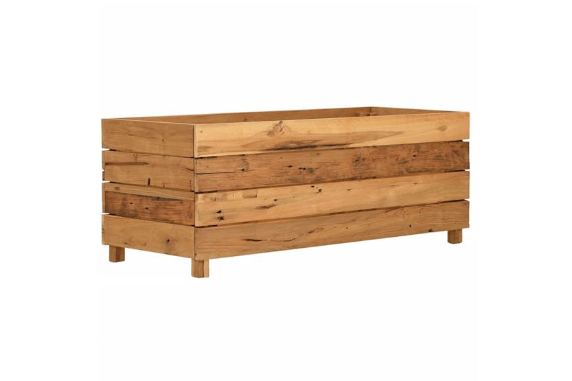 vidaXL Raised Bed 100x40x38cm Recycled Teak Wood And Steel vidaXL Raised Bed 100x40x38cm Recycled Teak Wood And Steel