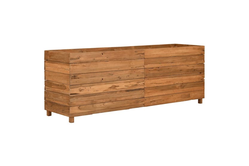 vidaXL Raised Bed 150x40x55cm Recycled Teak Wood And Steel vidaXL Raised Bed 150x40x55cm Recycled Teak Wood And Steel