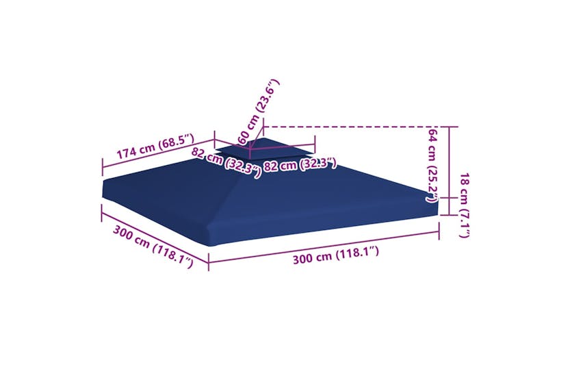 vidaXL Gazebo Cover Canopy Replacement 310 G / m² Dark Blue 3 X 3 M vidaXL Gazebo Cover Canopy Replacement 310 G / m² Dark Blue 3 X 3 M