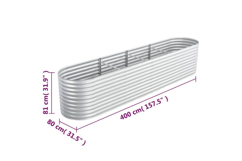 vidaXL Garden Raised Bed 400x80x81cm Galvanised Steel Silver vidaXL Garden Raised Bed 400x80x81cm Galvanised Steel Silver