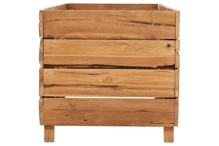 vidaXL Raised Bed 150x40x38cm Recycled Teak Wood And Steel vidaXL Raised Bed 150x40x38cm Recycled Teak Wood And Steel