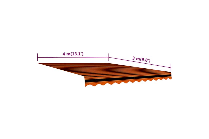vidaXL Awning Top Sunshade Canvas Orange And Brown 400x300cm vidaXL Awning Top Sunshade Canvas Orange And Brown 400x300cm