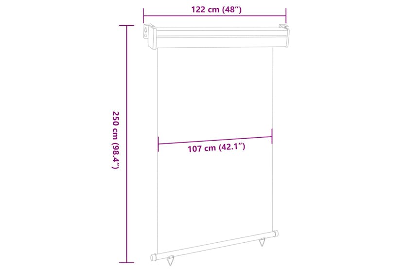 vidaXL Balcony Side Awning 122x250cm Cream vidaXL Balcony Side Awning 122x250cm Cream