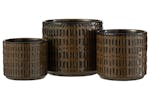 Ceramic Stripe Flowerpot | Black/Brown | Large Ceramic Stripe Flowerpot | Black/Brown | Large