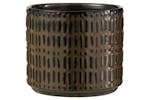Ceramic Stripe Flowerpot | Black/Brown | Large Ceramic Stripe Flowerpot | Black/Brown | Large