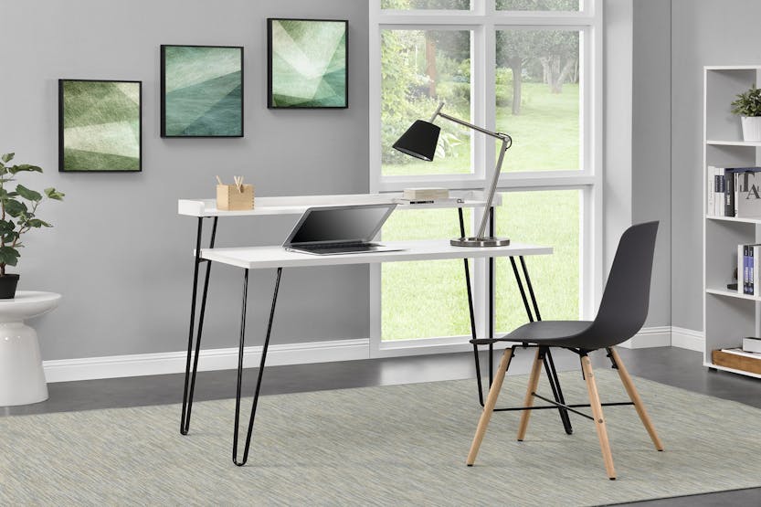 Dorel Haven Retro Desk with Riser | White Dorel Haven Retro Desk with Riser | White