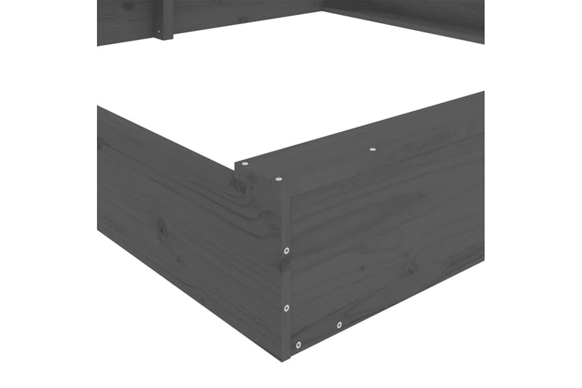 vidaXL 825046 Sandbox With Seats Grey Square Solid Wood Pine vidaXL 825046 Sandbox With Seats Grey Square Solid Wood Pine