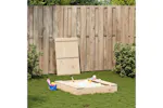 vidaXL 832606 Sandpit With Cover 111x111x19.5cm Solid Wood Pine vidaXL 832606 Sandpit With Cover 111x111x19.5cm Solid Wood Pine