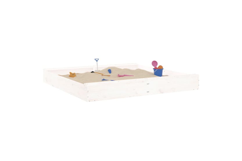 vidaXL 825038 Sandbox With Seats White Square Solid Wood Pine vidaXL 825038 Sandbox With Seats White Square Solid Wood Pine