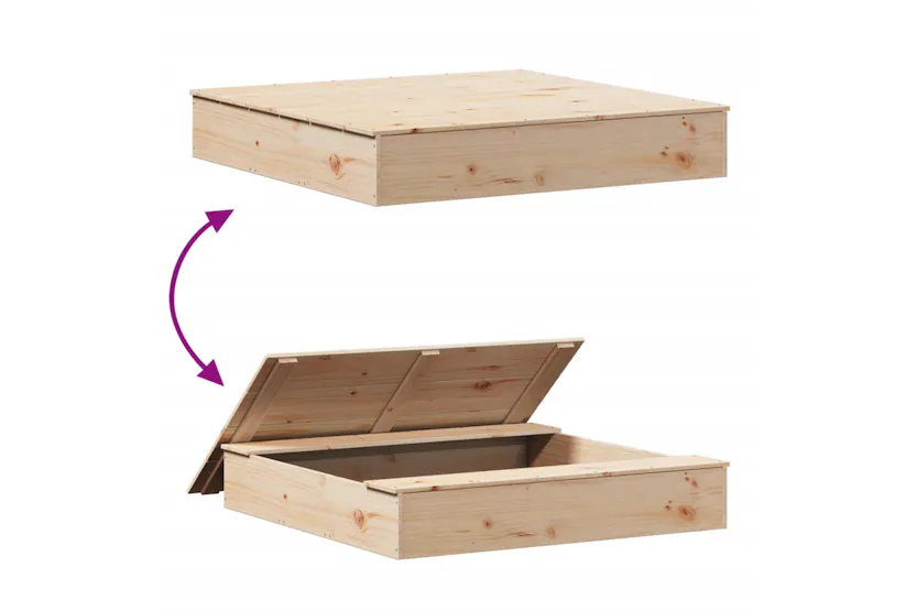 vidaXL 832606 Sandpit With Cover 111x111x19.5cm Solid Wood Pine vidaXL 832606 Sandpit With Cover 111x111x19.5cm Solid Wood Pine
