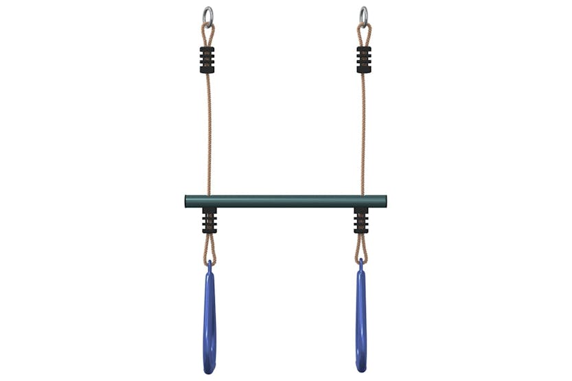 vidaXL 4009276 Trapeze Bar With Gym Rings For Kids Blue And Dark Green Steel vidaXL 4009276 Trapeze Bar With Gym Rings For Kids Blue And Dark Green Steel