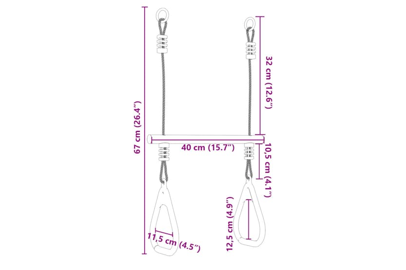 vidaXL 4009276 Trapeze Bar With Gym Rings For Kids Blue And Dark Green Steel vidaXL 4009276 Trapeze Bar With Gym Rings For Kids Blue And Dark Green Steel