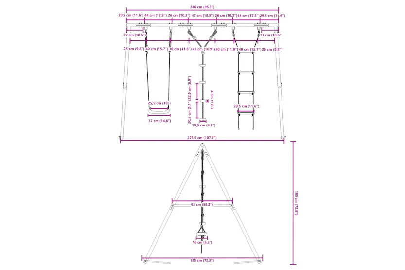 vidaXL 3283595 Outdoor Swing Set With Swing, Ladder, Disc Swing vidaXL 3283595 Outdoor Swing Set With Swing, Ladder, Disc Swing