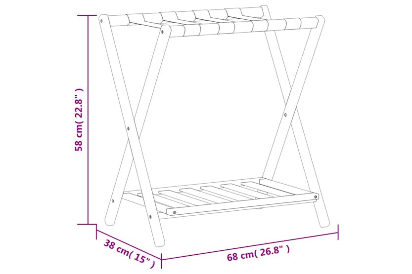 vidaXL 356366 Luggage Rack Black 68x38x58cm Bamboo vidaXL 356366 Luggage Rack Black 68x38x58cm Bamboo