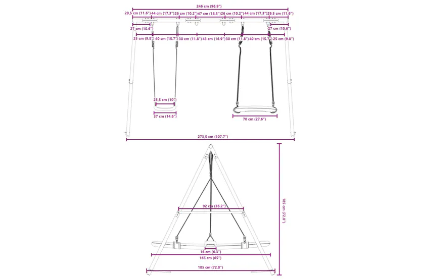 vidaXL 3283606 Outdoor Swing Set With Swing And Nest Swing vidaXL 3283606 Outdoor Swing Set With Swing And Nest Swing