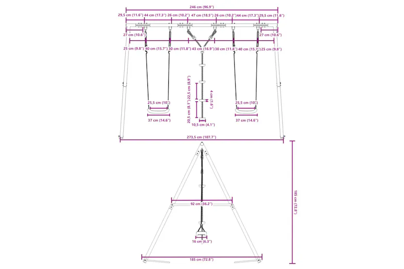 vidaXL 3283592 Outdoor Swing Set With Swings And Disc Swing vidaXL 3283592 Outdoor Swing Set With Swings And Disc Swing