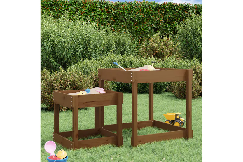 vidaXL 825054 Sand Tables 2 Pcs Honey Brown Solid Wood Pine vidaXL 825054 Sand Tables 2 Pcs Honey Brown Solid Wood Pine