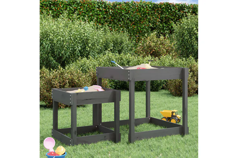 vidaXL 825053 Sand Tables 2 Pcs Grey Solid Wood Pine vidaXL 825053 Sand Tables 2 Pcs Grey Solid Wood Pine