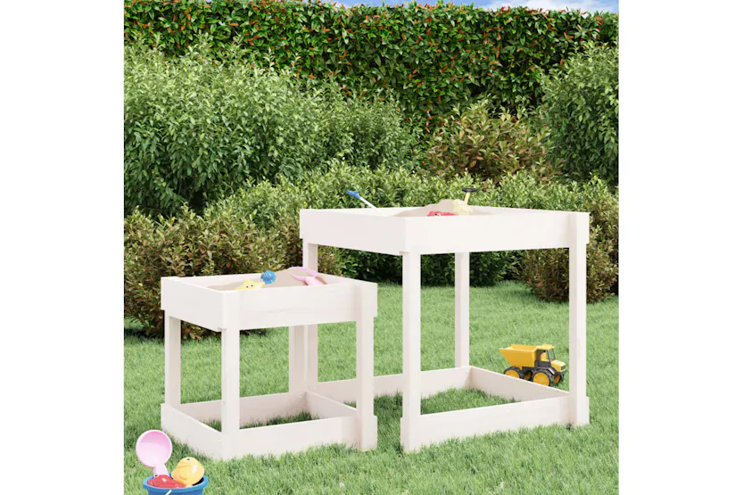vidaXL 825052 Sand Tables 2 Pcs White Solid Wood Pine vidaXL 825052 Sand Tables 2 Pcs White Solid Wood Pine