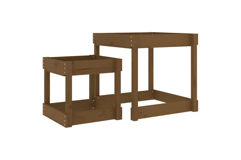 vidaXL 825054 Sand Tables 2 Pcs Honey Brown Solid Wood Pine vidaXL 825054 Sand Tables 2 Pcs Honey Brown Solid Wood Pine