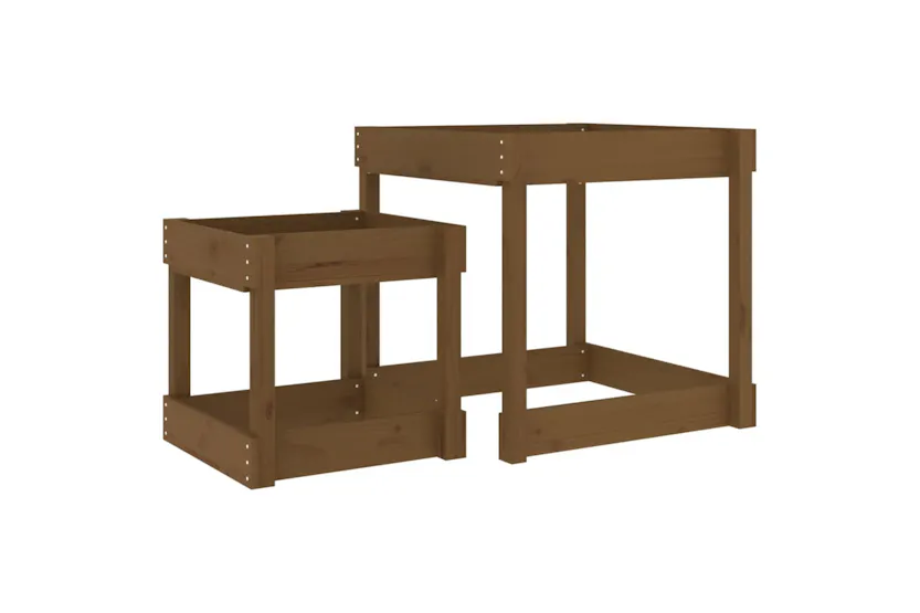 vidaXL 825054 Sand Tables 2 Pcs Honey Brown Solid Wood Pine vidaXL 825054 Sand Tables 2 Pcs Honey Brown Solid Wood Pine
