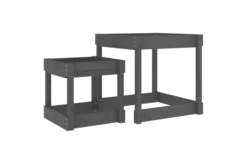 vidaXL 825053 Sand Tables 2 Pcs Grey Solid Wood Pine vidaXL 825053 Sand Tables 2 Pcs Grey Solid Wood Pine