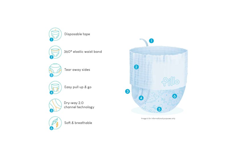 Pillo - 10422 Nappy Pants 112 Pcs Size 5 (11-16 Kg) Pillo - 10422 Nappy Pants 112 Pcs Size 5 (11-16 Kg)