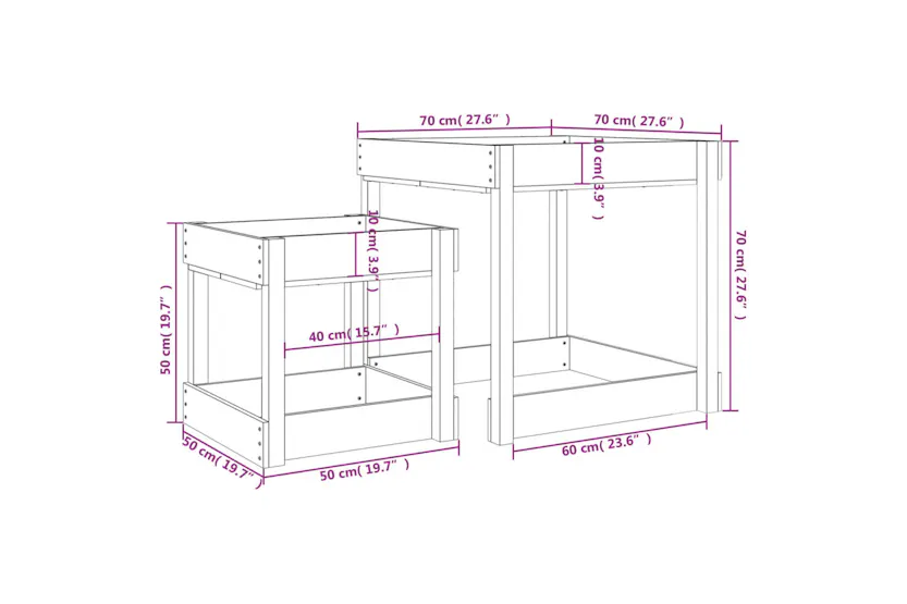 vidaXL 825051 Sand Tables 2 Pcs Solid Wood Pine vidaXL 825051 Sand Tables 2 Pcs Solid Wood Pine