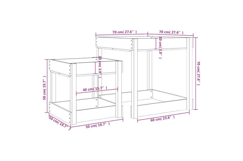vidaXL 825053 Sand Tables 2 Pcs Grey Solid Wood Pine vidaXL 825053 Sand Tables 2 Pcs Grey Solid Wood Pine