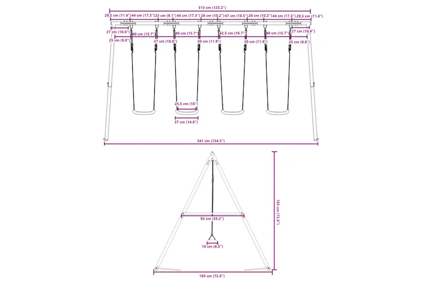 vidaXL 3283621 Outdoor Swing Set With 4 Swings vidaXL 3283621 Outdoor Swing Set With 4 Swings