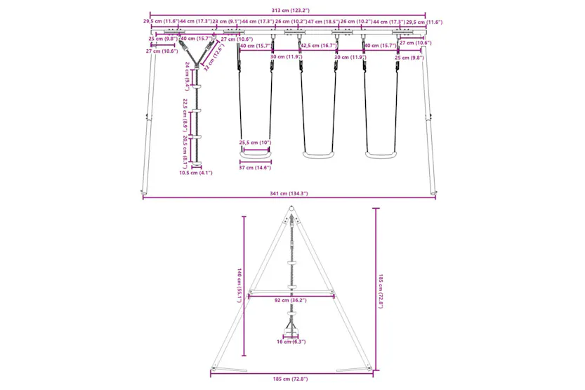 vidaXL 3283610 Outdoor Swing Set With Swings And Disc Swing vidaXL 3283610 Outdoor Swing Set With Swings And Disc Swing
