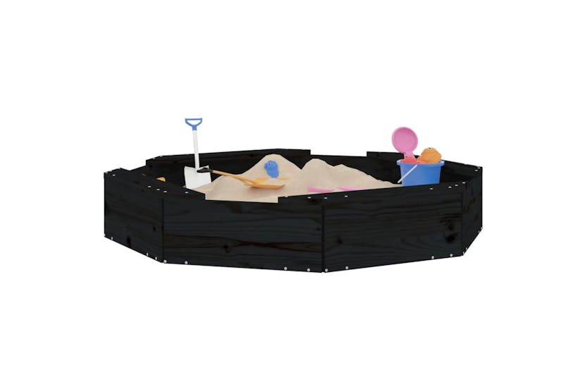 vidaXL 825013 Sandbox With Seats Black Octagon Solid Wood Pine vidaXL 825013 Sandbox With Seats Black Octagon Solid Wood Pine