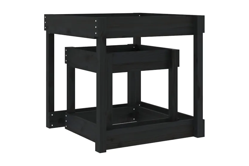 vidaXL 825055 Sand Tables 2 Pcs Black Solid Wood Pine vidaXL 825055 Sand Tables 2 Pcs Black Solid Wood Pine