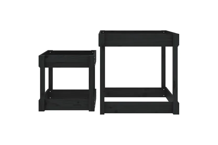 vidaXL 825055 Sand Tables 2 Pcs Black Solid Wood Pine vidaXL 825055 Sand Tables 2 Pcs Black Solid Wood Pine