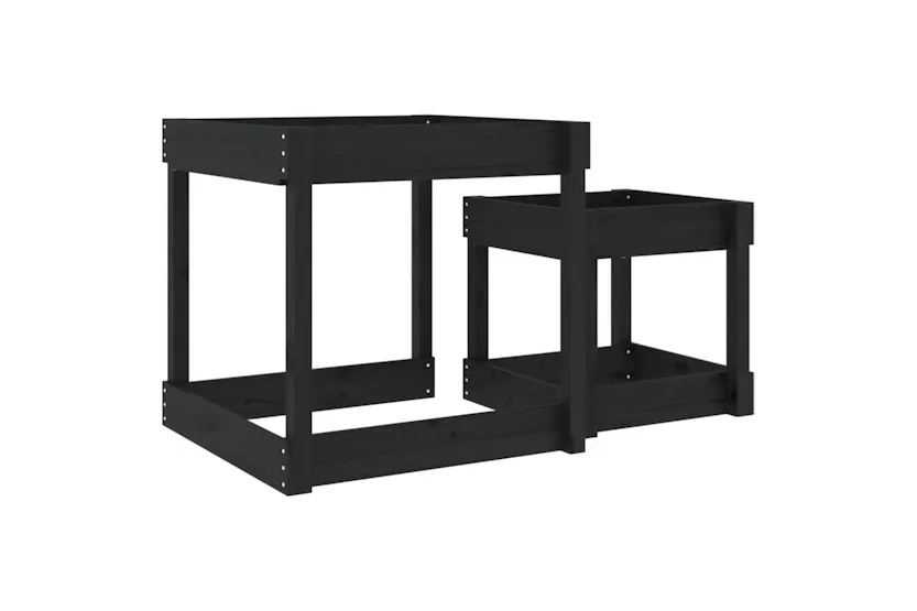 vidaXL 825055 Sand Tables 2 Pcs Black Solid Wood Pine vidaXL 825055 Sand Tables 2 Pcs Black Solid Wood Pine
