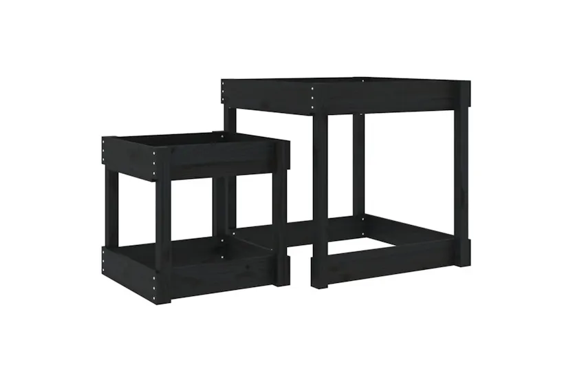 vidaXL 825055 Sand Tables 2 Pcs Black Solid Wood Pine vidaXL 825055 Sand Tables 2 Pcs Black Solid Wood Pine