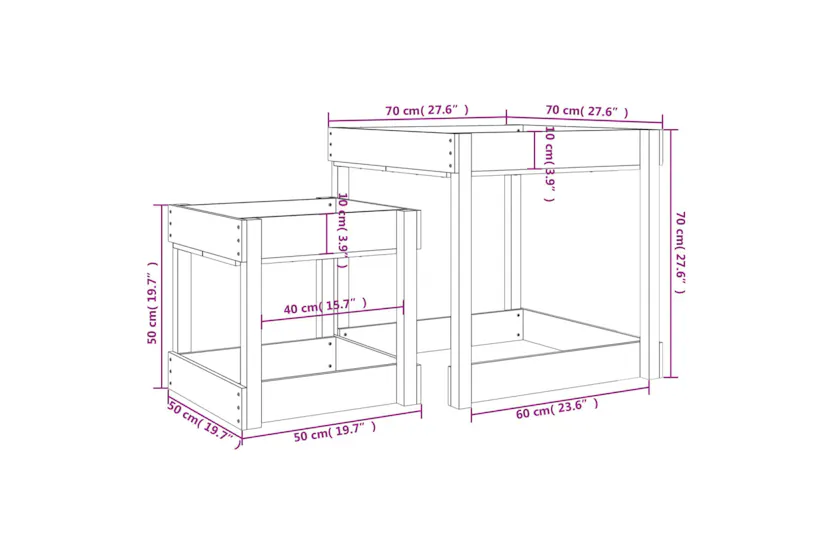 vidaXL 825055 Sand Tables 2 Pcs Black Solid Wood Pine vidaXL 825055 Sand Tables 2 Pcs Black Solid Wood Pine