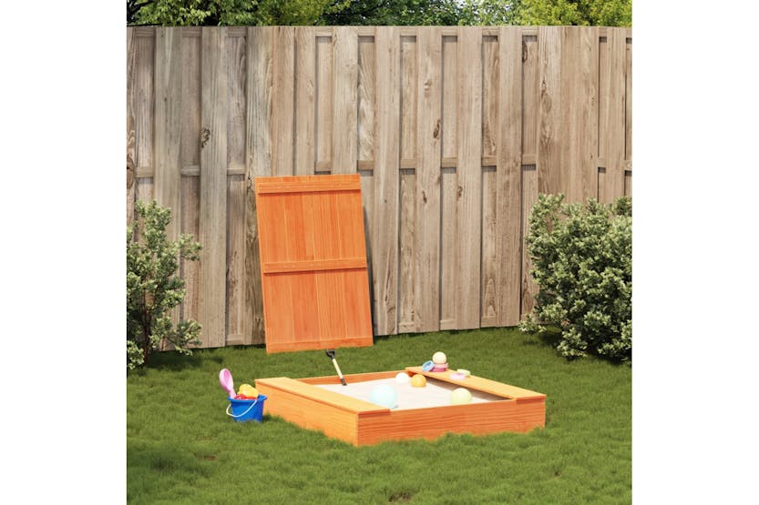 vidaXL 844658 Sandpit With Cover Wax Brown 111x111x19.5cm Solid Wood Pine vidaXL 844658 Sandpit With Cover Wax Brown 111x111x19.5cm Solid Wood Pine